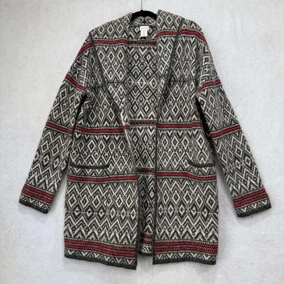 Aspen Coatigan Womens Large Geometric Knit Mid-Length Jacket Wool Blend - Picture 1 of 10